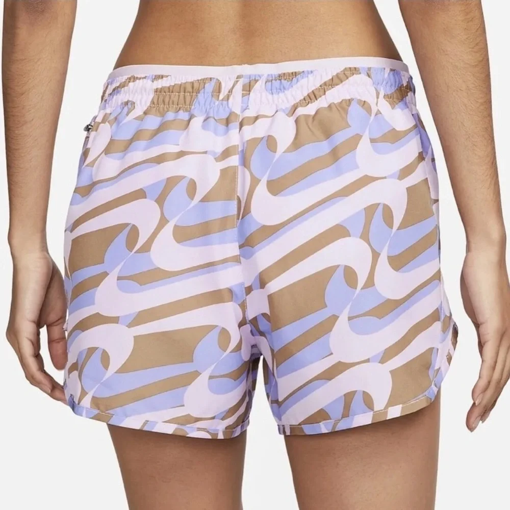 Nike Dri-FIT Tempo Luxe Athletic Shorts Small Retro Logo Print Purple